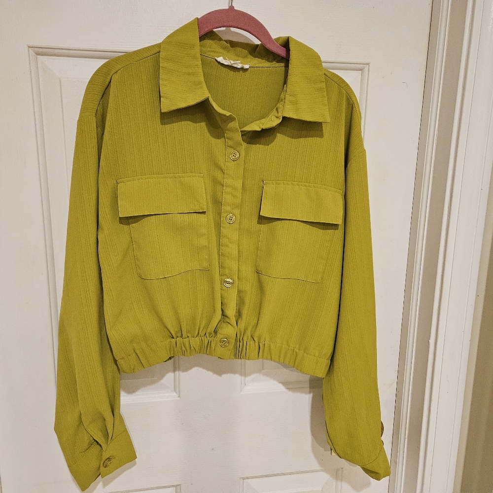Vibrant Green Long-Sleeve Blouse